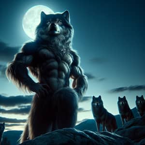 Hero Alpha Wolf - Commanding Figure in Twilight Sky