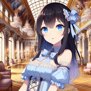 19-Year-Old Anime Girl in Elegant Castle Setting | Versailles-Like Fashion