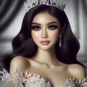 Asian Princess with Long Lush Lashes in Elegant Ballgown