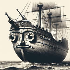 Anthropomorphic Ship Illustration: Face of Rebellion