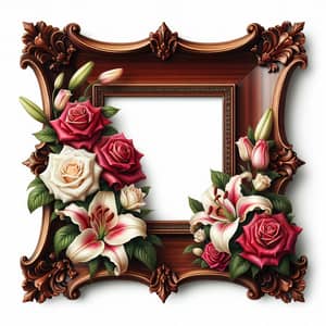 Elegant Picture Frame with Roses and Lilies