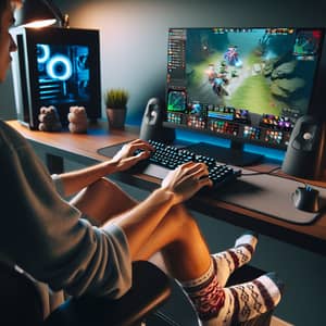 Playing Dota in Cozy Socks: Ultimate Gaming Setup