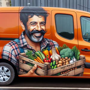 Colorful Peugeot Partner with South Asian Farmer Mural