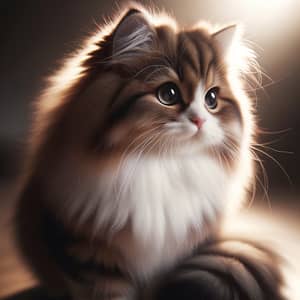 Adorable Brown and White Fluffy Cat | Cute Cat Images