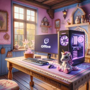 Charming Retro Room with Ukrainian Touch for Gaming Streamer