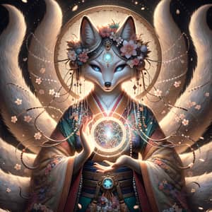 Anthropomorphic Kitsune Goddess with Magical Mirror