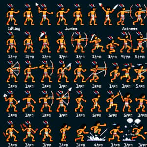 Indigenous Brazilian Sprite Sheet in Cartoon Style | Pixel Art