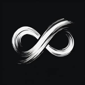 White Brush Stroke Infinity Symbol on Black Background
