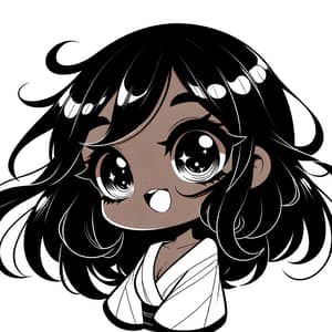 Cute Chibi Anime Style Black Girl Illustration