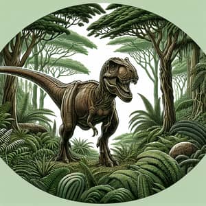 Prehistoric Dinosaur Roaming in Lush Jungle