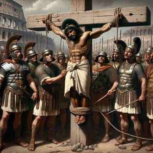 Roman Soldiers Crucify Gladiators: Historic Artwork Depicting Ancient Scene