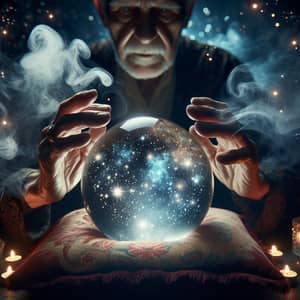 Crystal Ball Divination: Mystical Image with Elderly Man