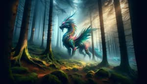 Majestic Creature in Mystical Woodland - Fantasy Artwork