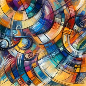 Abstract Oil Pastel Art: Vibrant Colors & Dynamic Composition