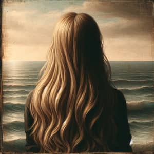 Leonardo da Vinci Style Painting of 12-Year-Old Girl Gazing at Sea