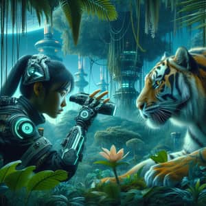 Exotic Jungle Sci-Fi Encounter with Bengal Tiger