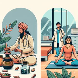 Healthcare in India: Ayurvedic Healer, Female Doctor, Yoga Therapy