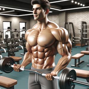 Physically Fit Hispanic Man at the Gym | Strength & Six-Pack Abs