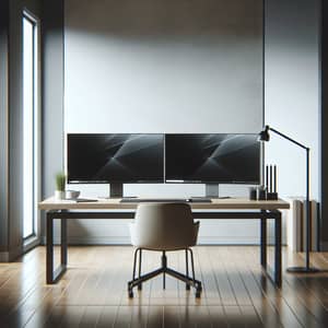 Contemporary Office Desk Setup with High-Resolution Monitors