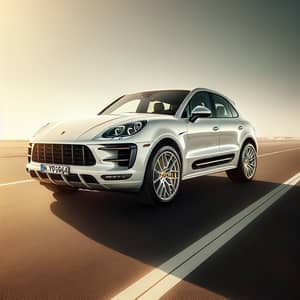 Stylish White Porsche Macan GTS Pick-Up Truck on Smooth Road