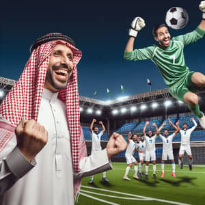 Middle-Eastern Saudi Businessman Celebrates Football Club Victory in Jeddah