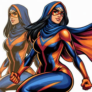 Dynamic South Asian Female Superhero in Striking Costume