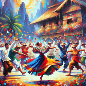 Vibrant Filipino Folk Dance Art | Contemporary Acrylic Painting