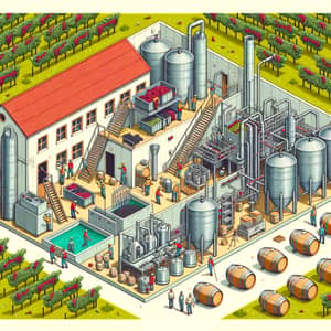 Traditional Red Wine Factory Layout: Grape to Glass Process