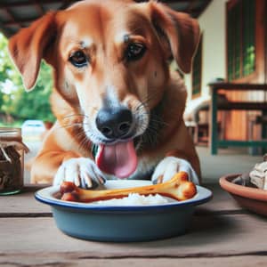 Dog Enjoying Meal: Happy Canine Dining Blissfully