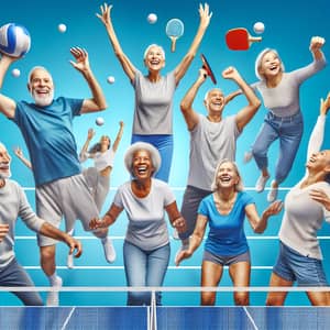 Diverse Elderly Joyfully Participating in Competitive Games