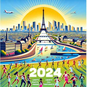2024 Paris Olympics Greeting Card with Eiffel Tower & Athletes