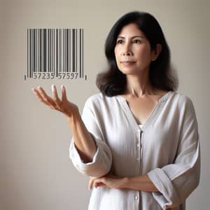 South Asian Woman Throwing Barcode in Casual Attire