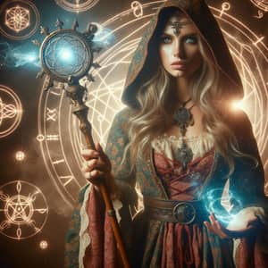 Female Sorceress in Traditional Mystical Attire | Cast a Powerful Spell