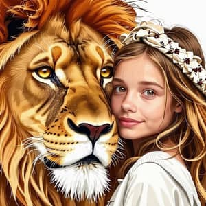 Lion and Girl Face: Captivating Encounter