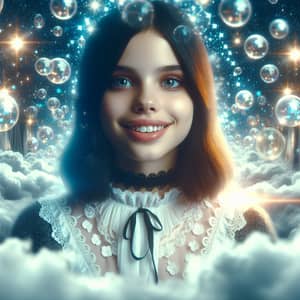 Slightly Gothic Young Girl Movie Poster in Dreamy Environment