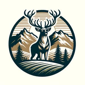 Roaring Deer Logo | Majestic Mountain Background