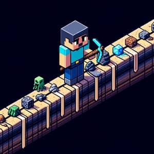Pixel Art Minecraft Miner in Timeline Structure