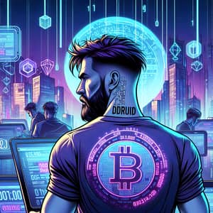 Cyberpunk Man Engaged in Cryptocurrency Transactions | DDRU1D Code