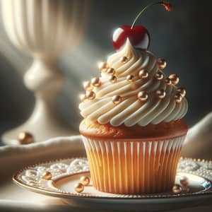 Splendid Magnificence Cupcake | Delicate Cream Icing & Cherry