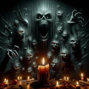 Eerie Candle Horror Fantasy Scene