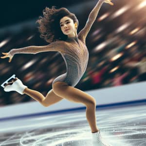 Athletic Hispanic Female Figure Skater on Icy Rink