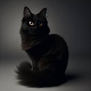 Sleek Black Cat | Eyes Gleaming in Soft Light