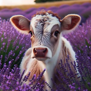 Lavender Cow with Flowers - Stunning Image