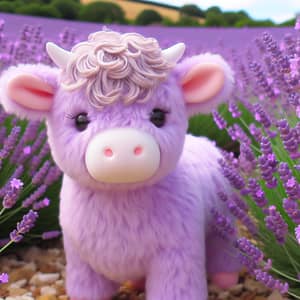 Lavender-Colored Cow with Blooming Flowers
