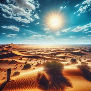 Vibrant Desert Landscape: Endless Sands & Resilient Vegetation