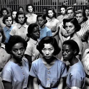 1950s Diverse Group of Women in Jail Setting