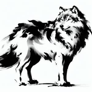 Dynamic Fierce Wolf: Traditional Japanese Ink Painting
