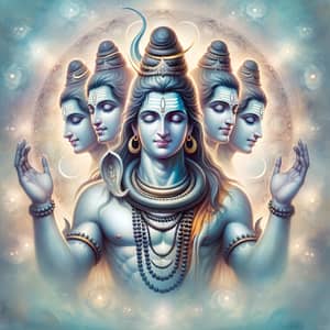 Lord Shiva with Five Faces - Divine and Serene Meditation