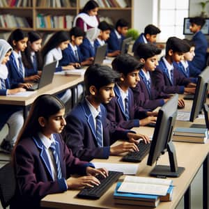 Indian School Students Studying on Computers | Educational Environment