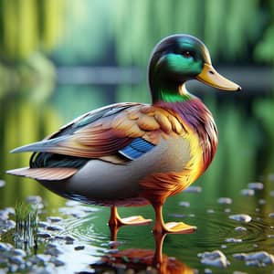Hyper-Realistic Duck Depiction: Vibrant Plumage & Wise Observant Eyes
